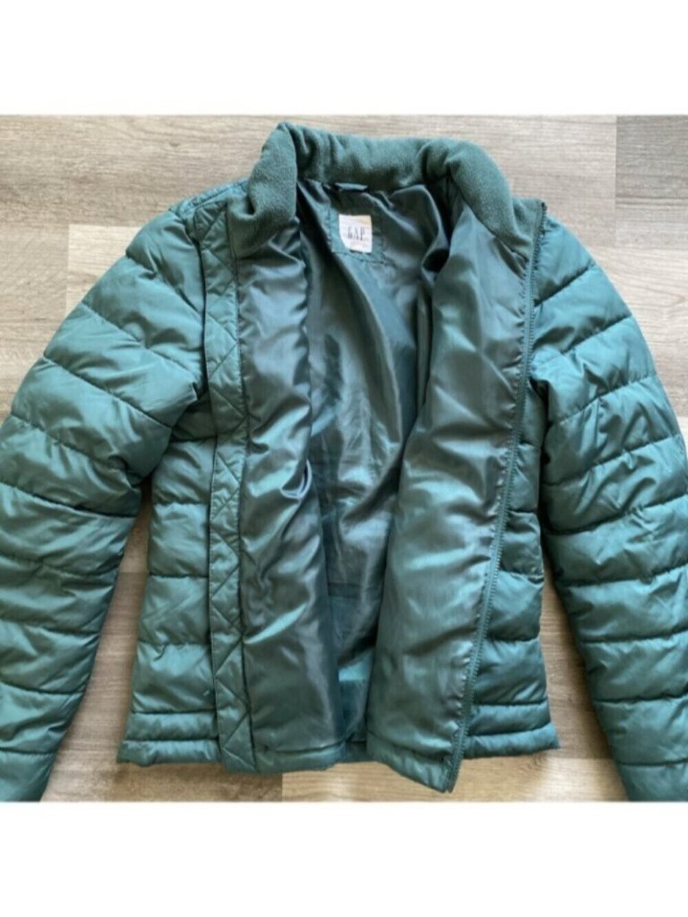 GAP Jacket Womens Medium Moores Green Warmest Lightweight Puffer Coat Pockets